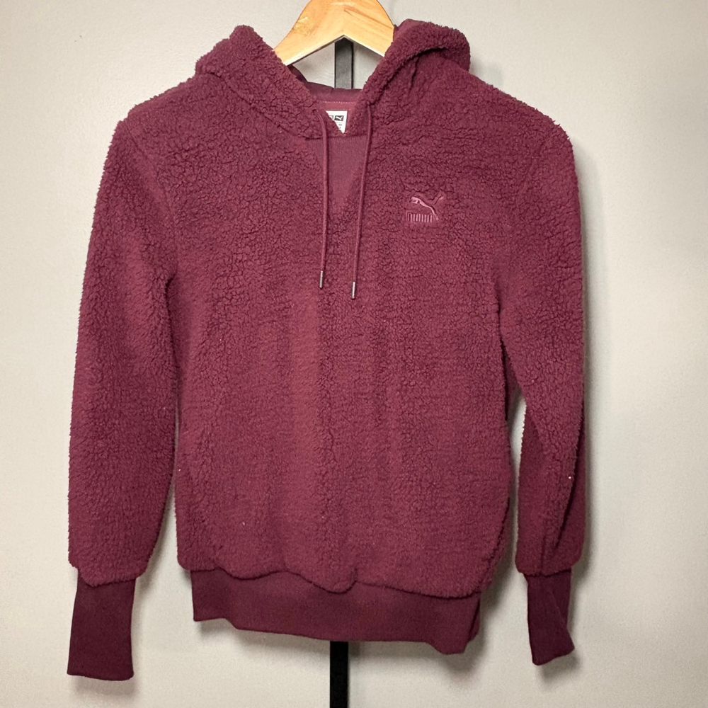 Women's‎ PUMA Burgundy Sherpa Hoodie XS